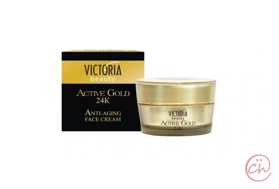 Дневен крем за лице против бръчки със злато Active Gold 24K - Victoria beauty